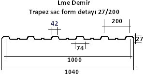 27/200 Galvaniz trapez sac ölçüsü